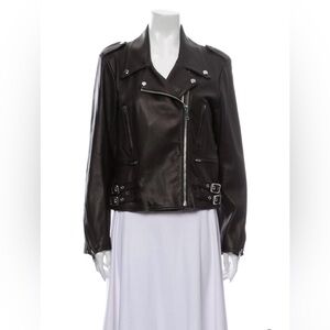 FRAME - Black Lamb Leather Biker Jacket - M